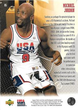 1994 Upper Deck USA - Gold Medal #85 Michael Jordan Back