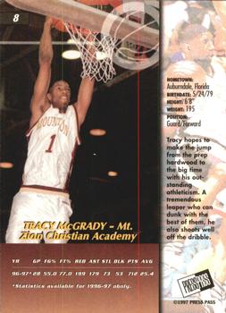 1997 Press Pass #8 Tracy McGrady Back