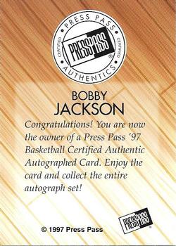 1997 Press Pass - Autographs #NNO Bobby Jackson Back