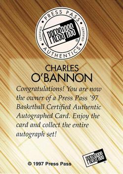 1997 Press Pass - Autographs #NNO Charles O'Bannon Back