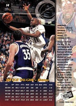 1997 Press Pass - Red Zone #14 Jacque Vaughn Back
