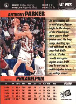 1997 Press Pass Double Threat #21 Anthony Parker Back