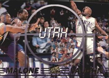 1997 Press Pass Double Threat #40 Jacque Vaughn / Karl Malone Front