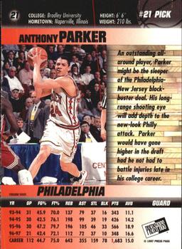 1997 Press Pass Double Threat - Blue #21 Anthony Parker Back