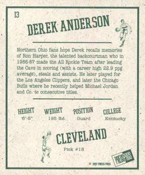 1997 Press Pass Double Threat - Retroactive #13 Derek Anderson Back
