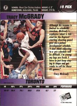1997 Press Pass Double Threat - Silver #9 Tracy McGrady Back