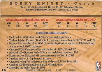 1993 Action Packed Hall of Fame #15 Bobby Knight Back
