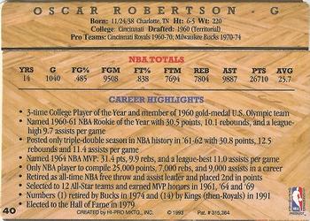 1993 Action Packed Hall of Fame #40 Oscar Robertson Back