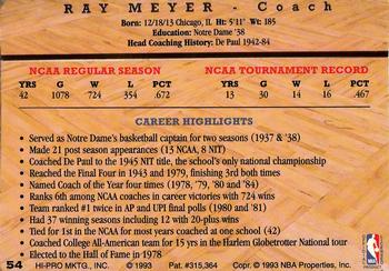 1993 Action Packed Hall of Fame #54 Ray Meyer Back