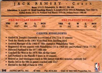 1993 Action Packed Hall of Fame #56 Jack Ramsay Back