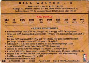1993 Action Packed Hall of Fame #65 Bill Walton Back