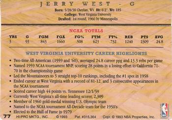 1993 Action Packed Hall of Fame #77 Jerry West Back