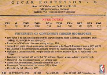 1993 Action Packed Hall of Fame #78 Oscar Robertson Back