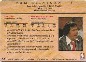 1993 Action Packed Hall of Fame #80 Tom Heinsohn Back