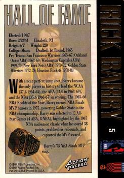 1995 Action Packed Hall of Fame #5 Rick Barry Back