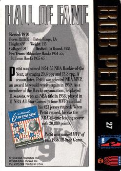 1995 Action Packed Hall of Fame #27 Bob Pettit Back