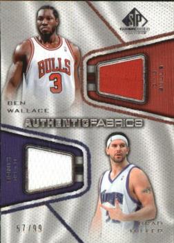 2007-08 SP Game Used - Authentic Fabrics Dual #AFD-WM Ben Wallace / Brad Miller Front