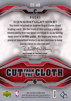 2007-08 SP Game Used - Cut from the Cloth #CC-AB Andrew Bogut Back