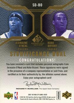 2007-08 SP Game Used - SIGnificance Dual #SD-BO Jermaine O'Neal / Kobe Bryant Back
