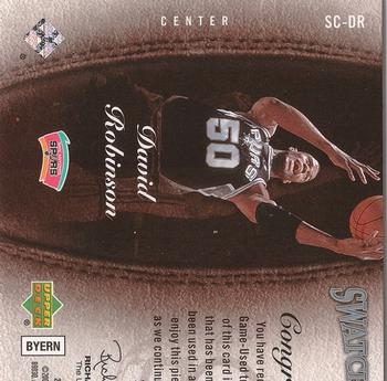 2007-08 SP Game Used - Swatch of Class #SC-DR David Robinson Back