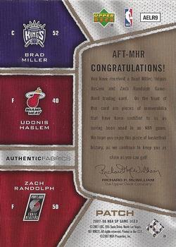 2007-08 SP Game Used - Authentic Fabrics Triple Patch #AFT-MHR Zach Randolph / Brad Miller / Udonis Haslem Back