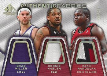 2007-08 SP Game Used - Authentic Fabrics Triple Patch #AFT-MHR Zach Randolph / Brad Miller / Udonis Haslem Front