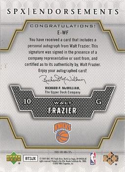 2007-08 SPx - Endorsements #E-WF Walt Frazier Back