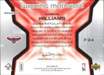 2007-08 SPx - Winning Materials Stats #WMJ-MW Marvin Williams Back