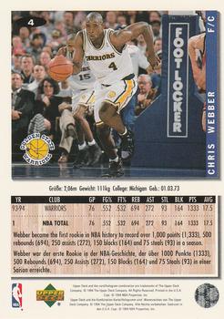 1994-95 Collector's Choice German #4 Chris Webber Back