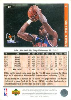 1994-95 Collector's Choice German #21 Gerald Wilkins Back