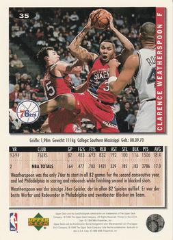1994-95 Collector's Choice German #35 Clarence Weatherspoon Back