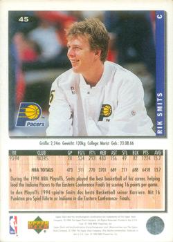 1994-95 Collector's Choice German #45 Rik Smits Back