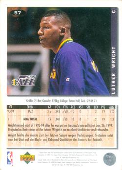 1994-95 Collector's Choice German #57 Luther Wright Back