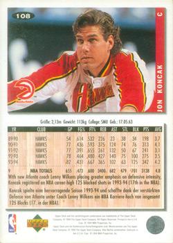 1994-95 Collector's Choice German #108 Jon Koncak Back
