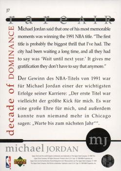 1994-95 Collector's Choice German - Michael Jordan Rare Air Decade of Dominance #J7 Michael Jordan Back