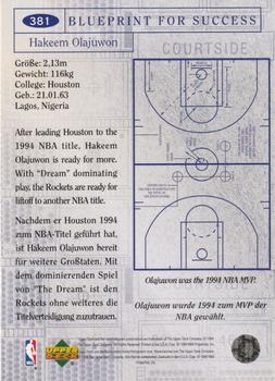 1994-95 Collector's Choice German - Gold Signatures #381 Hakeem Olajuwon Back