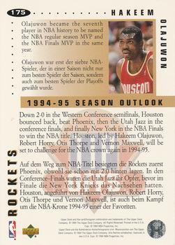 1994-95 Collector's Choice German - Gold Signatures #175 Hakeem Olajuwon Back