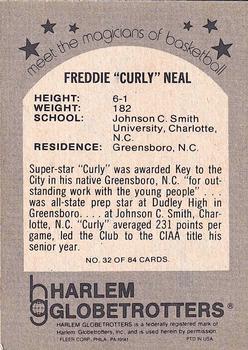 1971 Fleer Harlem Globetrotters #32 Curly Neal Back