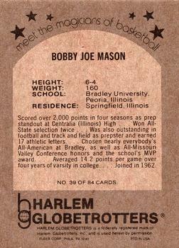 1971 Fleer Harlem Globetrotters #39 Bobby Joe Mason Back