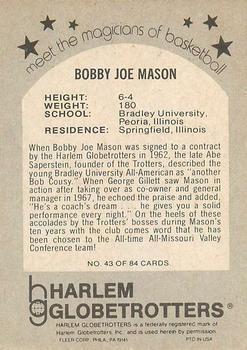 1971 Fleer Harlem Globetrotters #43 Bobby Joe Mason Back