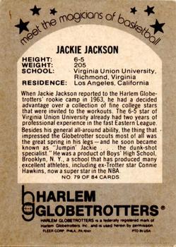 1971 Fleer Harlem Globetrotters #79 Jackie Jackson Back