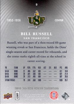 2013 Upper Deck All Time Greats #9 Bill Russell Back