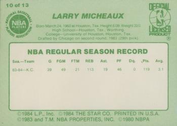 1984-85 Star Milwaukee Bucks Card Night #10 Larry Micheaux Back