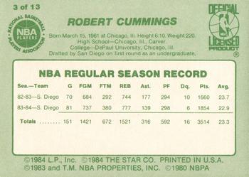 1984-85 Star Milwaukee Bucks Card Night #3 Terry Cummings Back