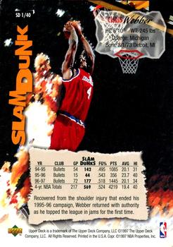 1997 Upper Deck Nestle Slam Dunk #SD1 Chris Webber Back
