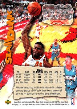 1997 Upper Deck Nestle Slam Dunk #SD3 Dikembe Mutombo Back