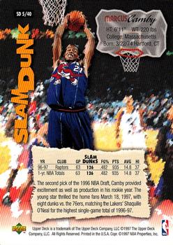 1997 Upper Deck Nestle Slam Dunk #SD5 Marcus Camby Back