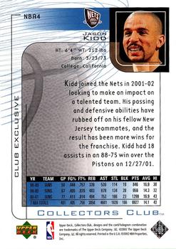 2001-02 Upper Deck Club Exclusive #NBA4 Jason Kidd Back