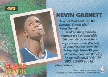 1995-96 Fleer European #453 Kevin Garnett Back