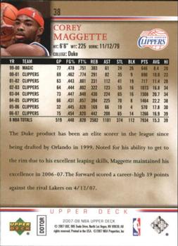 2007-08 Upper Deck - Electric Court Gold #38 Corey Maggette Back